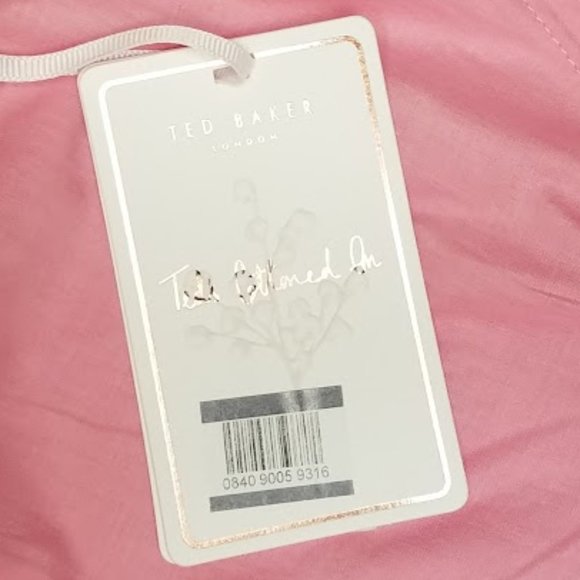 Ted Baker Kallii One Shoulder Pink Asymmetric Cotton Dress Size M NWT - Picture 8 of 8